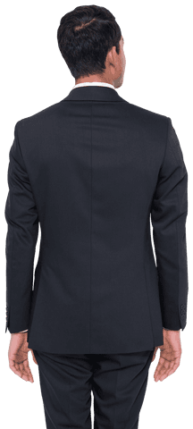 Transparent Back View of Asian Businessman Standing in Suit