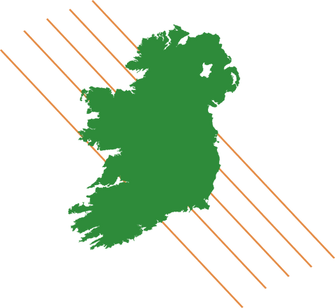 Transparent green ireland silhouette with orange stripes