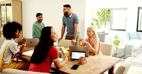 Collaborative Team Meeting in Casual Home Setting