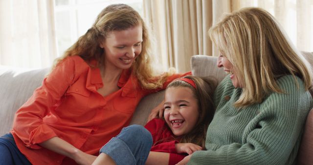 Happy Three Generational Family Bonding on Cozy Couch - Download Free Stock Images Pikwizard.com