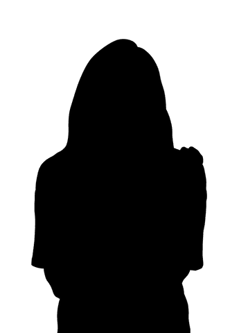 Elegant female silhouette with long hair transparent background