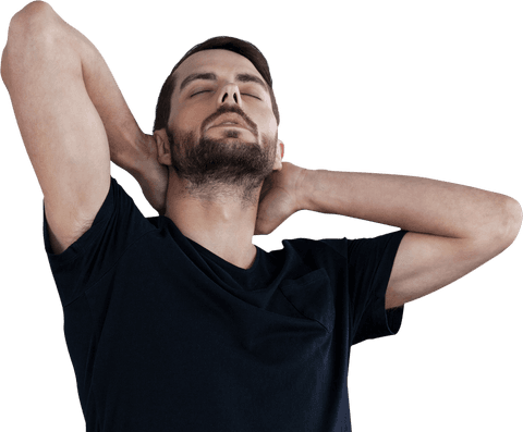 young relaxed man leaning with eyes closed on transparent background - Download Free Stock Videos Pikwizard.com