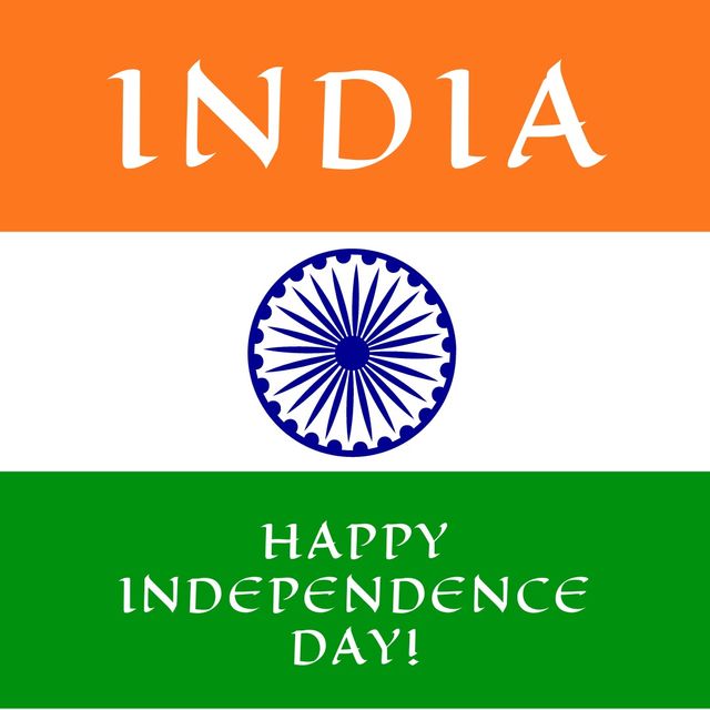 Vector image of india happy independence day text on indian flag, copy space. Illustration, national flag, patriotism, celebration, freedom and identity concept.