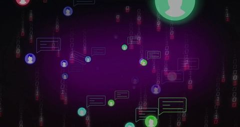 Futuristic interface of digital communication and binary code