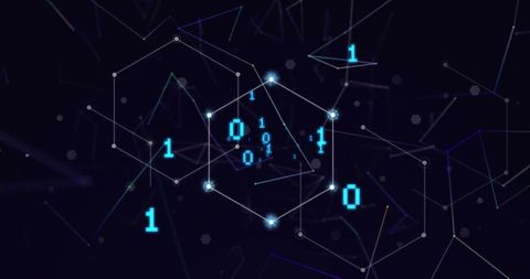 Binary Code with Geometric Shapes on Dark Abstract Background - Download Free Stock Images Pikwizard.com
