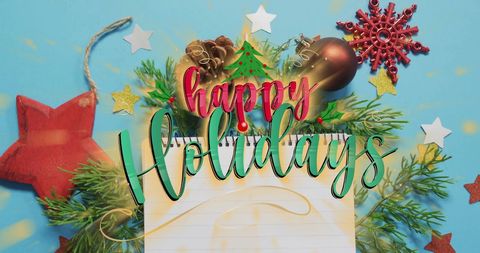 Festive Happy Holidays Christmas Decorations Background - Download Free Stock Images Pikwizard.com