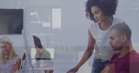 Collaborative Team Analyzing Data on Computers