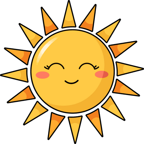 cheerful cartoon sun with orange rays on transparent background - Download Free Stock Videos Pikwizard.com