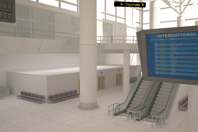 Transparent Airport Interior Illustration with Departure Board - Download Free Stock Videos Pikwizard.com