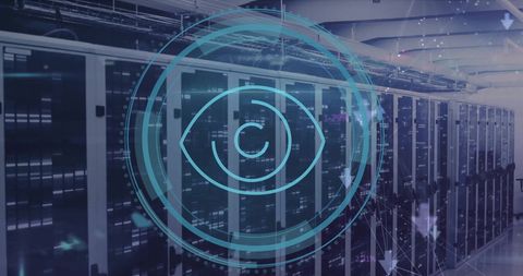 Cyber Security Scope with Data Processing Symbol over Servers - Download Free Stock Images Pikwizard.com