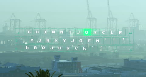 Digital Data Interface Over Modern Urban Cityscape