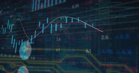 Financial Data Processing Overlaid on Circuit Board