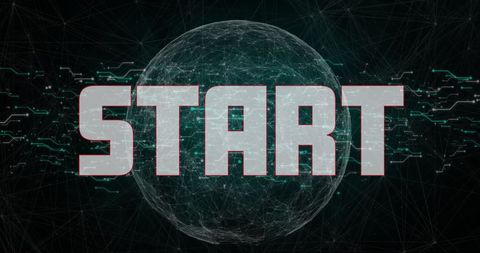 Digital Start Concept with Earth Grid Background