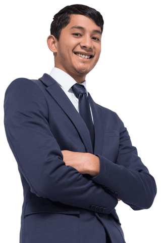 Confident Businessman with Transparent Background Smiling Brightly