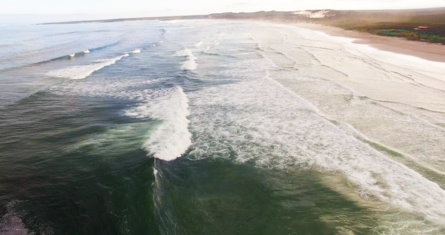 Transparent Aerial View of Rolling Waves hitting Sandy Beach - Download Free Stock Videos Pikwizard.com