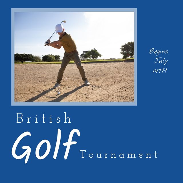 Male Golf Player at British Golf Tournament Promotion - Download Free Stock Templates Pikwizard.com