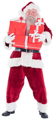 Transparent Santa Claus Carrying Christmas Presents on White Background - Download Free Stock Videos Pikwizard.com