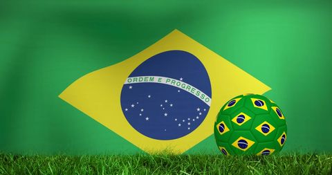 Brazilian flag and soccer ball symbolizing world cup passion