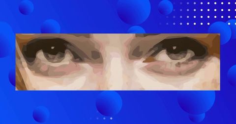 Pixelated Eyes Floating Over Futuristic Blue Interface Digital Art