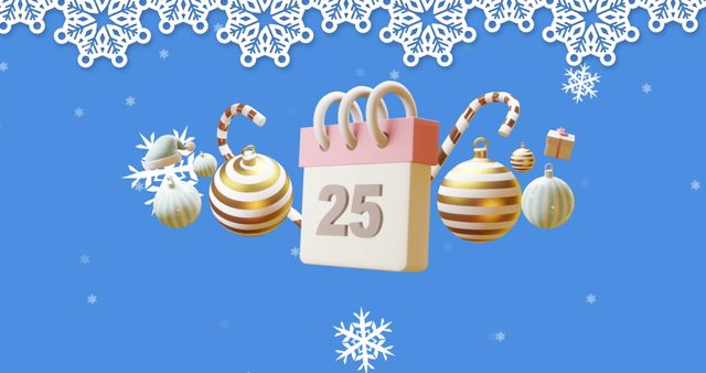 3D Calendar with Christmas Decorations and Snowflakes - Download Free Stock Images Pikwizard.com