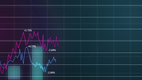 Animated Financial Graph with Digital Data on Dark Background
