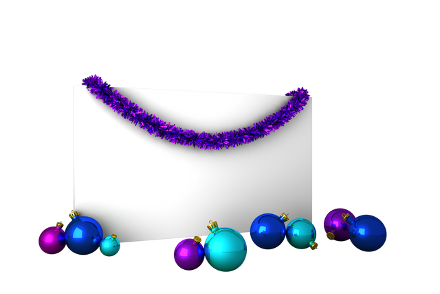 Transparent Holiday Poster with Festive Ornaments and Tinsel Garland - Download Free Stock Videos Pikwizard.com