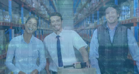 Successful Warehouse Team with Financial Growth Concept