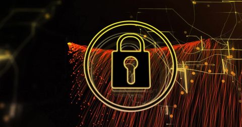 Cybersecurity Concept with Digital Lock Icon on Abstract Background - Download Free Stock Images Pikwizard.com