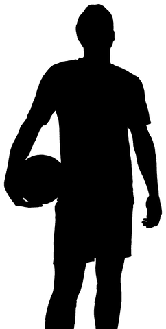 Athlete Silhouette with Soccer Ball on Transparent Background