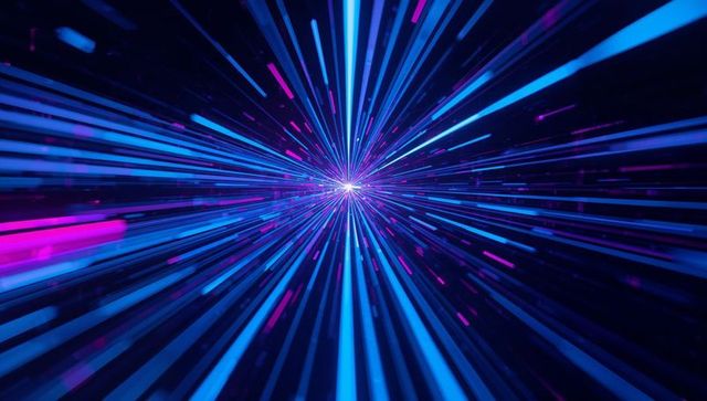 Radiating Neon Streaks Forming Futuristic Digital Tunnel