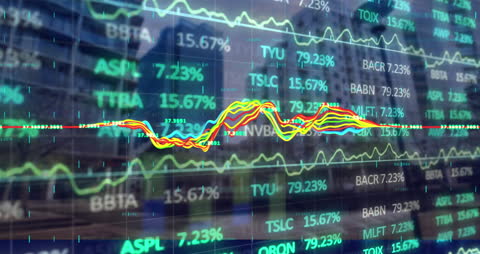 Cityscape with Dynamic Stock Market Trends Symbolizing Economic Activity