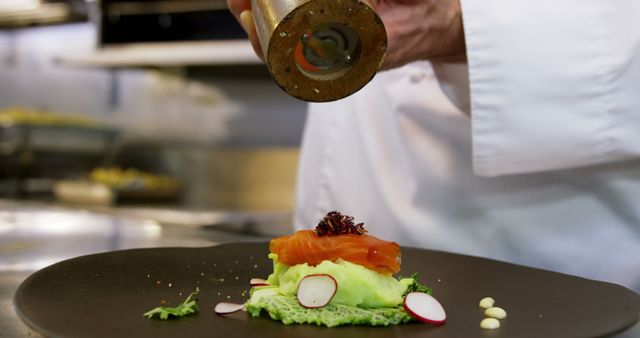 Chef Seasoning Gourmet Smoked Salmon Salad with Fresh Greens - Download Free Stock Images Pikwizard.com