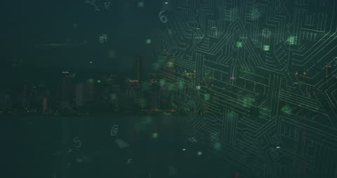 Digital Data Overlap on Urban Skyline
