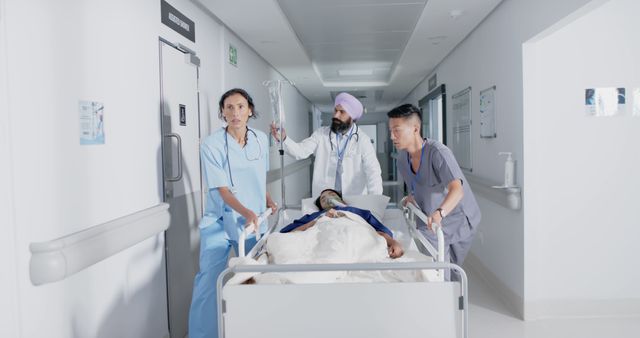 Medical Team Rushing Patient on Hospital Corridor - Download Free Stock Images Pikwizard.com