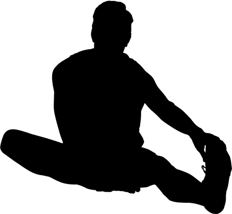 Transparent silhouette of sportsman stretching exercise