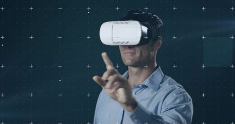Tech-Savvy Caucasian Man Engaging with Virtual Reality Headset - Download Free Stock Images Pikwizard.com