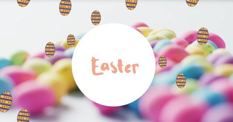 Colorful easter egg display with insert text