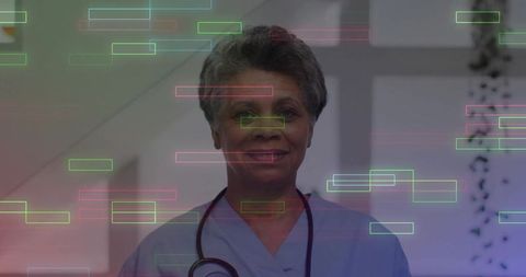 Healthcare Professional Analyzing Digital Data in Modern Clinic