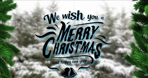 Festive Merry Christmas Greeting With Snowy Background