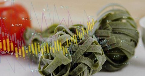 Gourmet Green Pasta With Data Analytics Concept