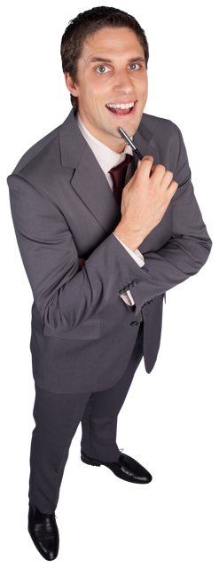 Smiling Caucasian Businessman Holding Pen Transparent Background - Download Free Stock Videos Pikwizard.com