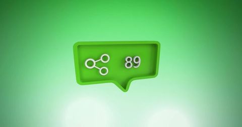 Social media share counter icon on green background