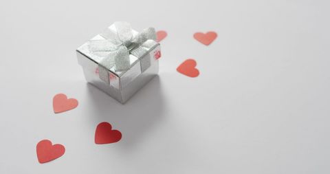 Small Gift Box with Red Heart Decorations for Celebratory Occasions - Download Free Stock Images Pikwizard.com