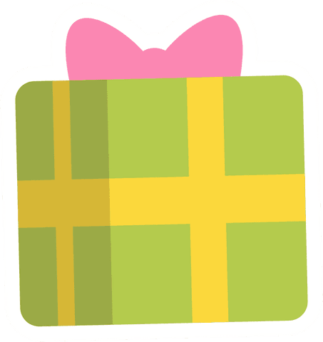 Festive Green Gift Box with Pink Bow on Transparent Background