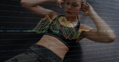 Fit Woman Exercising with Data Analytics Overlay Concept
