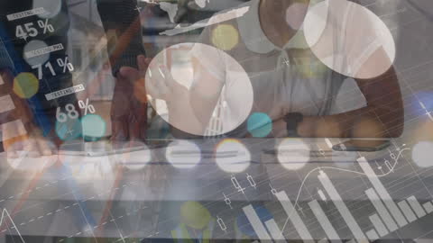 Business People Analyzing Financial Data with Technology Interface