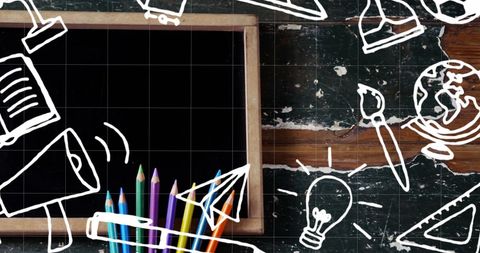 Teacher's Day Tribute with School Items and Blackboard - Download Free Stock Images Pikwizard.com
