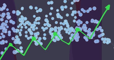 Network connections and data flow with arrow symbol