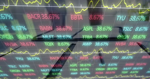 Animation of Financial Data Overlay on Office Desk