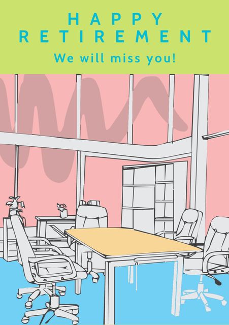 Happy Retirement Celebration Card With Empty Office Illustration - Download Free Stock Videos Pikwizard.com